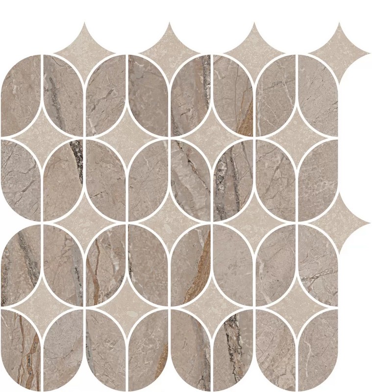 KMD2HID014BR Ифран наборный бежевый светлый глянцевый обрезной 30x32,5x0,9 декор