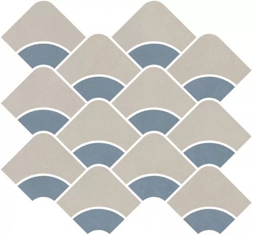 KMD2HID005BR Таделакт наборный бежевый светлый, синий светлый матовый обрезной 30x28x0,9 декор
