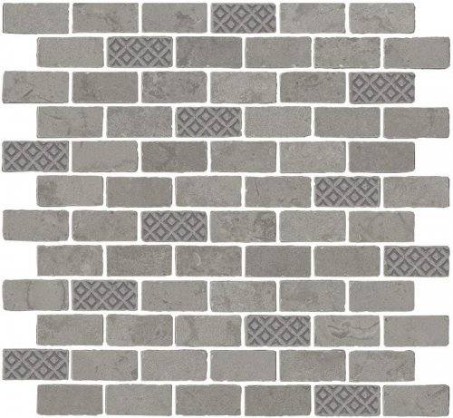 MBD011 Про Лаймстоун Антика 3 мозаичный серый матовый 32х30х0,9 декор (гранит)