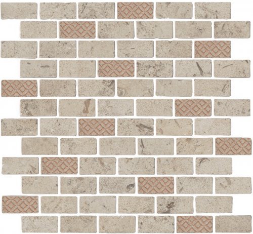 MBD015 Про Лаймстоун Антика 3 мозаичный бежевый матовый 32х30х0,9 декор (гранит)