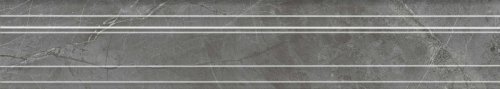 Бордюр Багет Риальто серый тёмный глянцевый обрезной 40x7,3x2,7