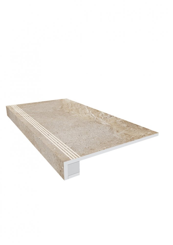 Комплект (Ступень KA03 (33x120) непол. (прямоугол. бортик) с насечками + Подступенок (14,5x120))